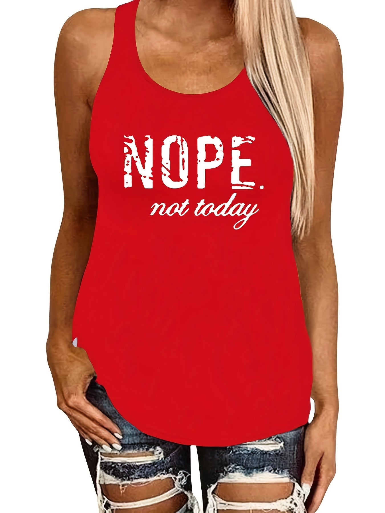Letter Print Sleeveless Tank Top for Women