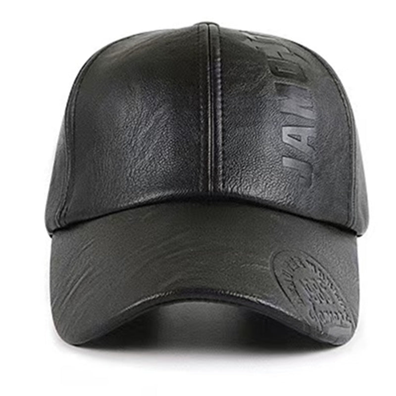 PU Leather Baseball Cap Women Men Letters Embossed Casual Hats