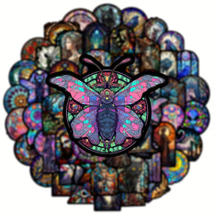 50pcs Colorful Glass Graffiti Stickers for Luggage Skateboard Helmet