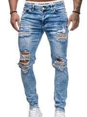 Men's Slim Fit Ripped Jeans Distressed Stretch Denim Pants
