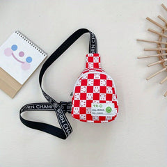 Boys Checkerboard Chest Bag Coin Purse Crossbody Strap