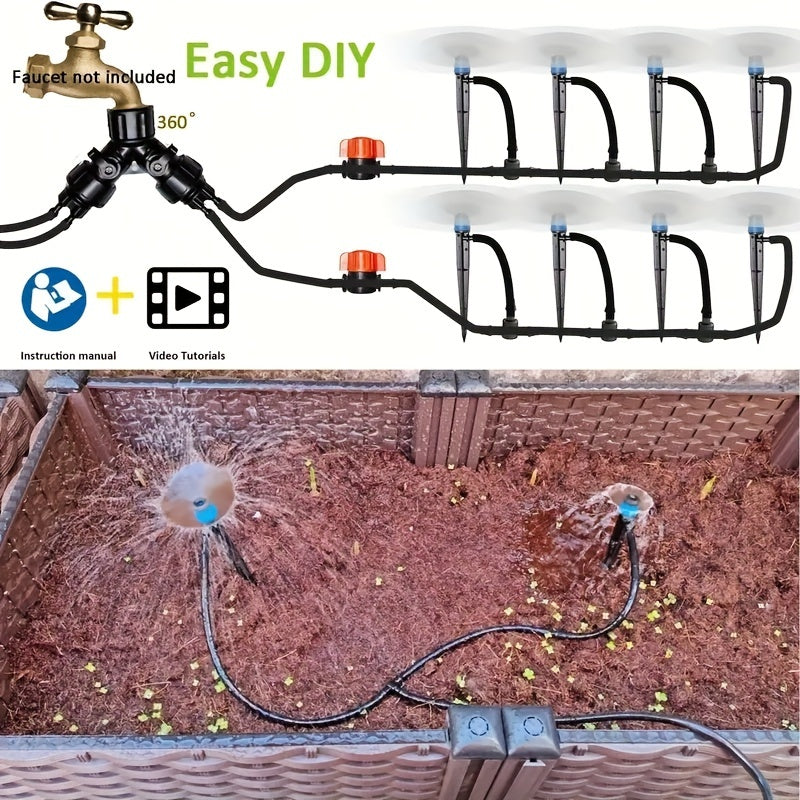 Drip Irrigation Kit for Potted Plants, 19.96m Tubing, 16 Sprinklers