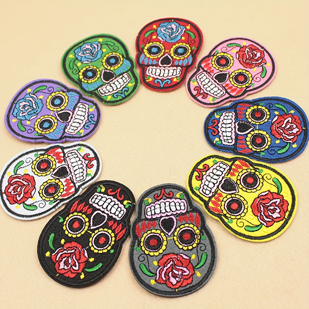5pcs Iron On SUGAR SKULL Embroidery Patch Applique DIY Clothes Sewing