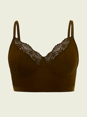 Sexy Bra Women's Plus Contrast Lace Trim Longline Bra