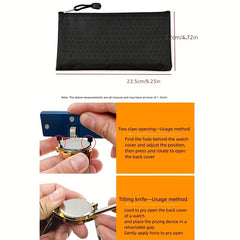 12pcs Watch Repair Kit Screwdriver Wrench Case Opener Holder