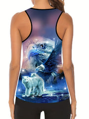 Animal & Ombre Print Racer Back Tank Top & Leggings Yoga Outfit Set