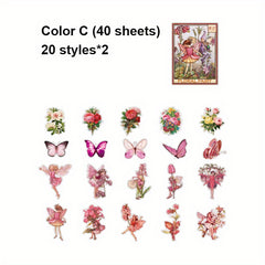 Vintage Scrapbook Stickers Butterflies Flowers DIY Journals Planner