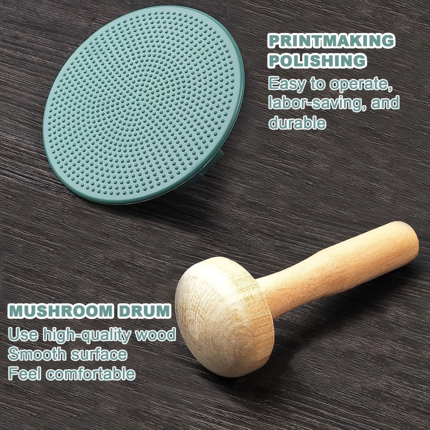 2pcs Lino Print Roller Set with Mushroom Roller & Engraving