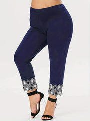 Sexy Leggings Women's Plus Frill Trim Elastic High Rise
