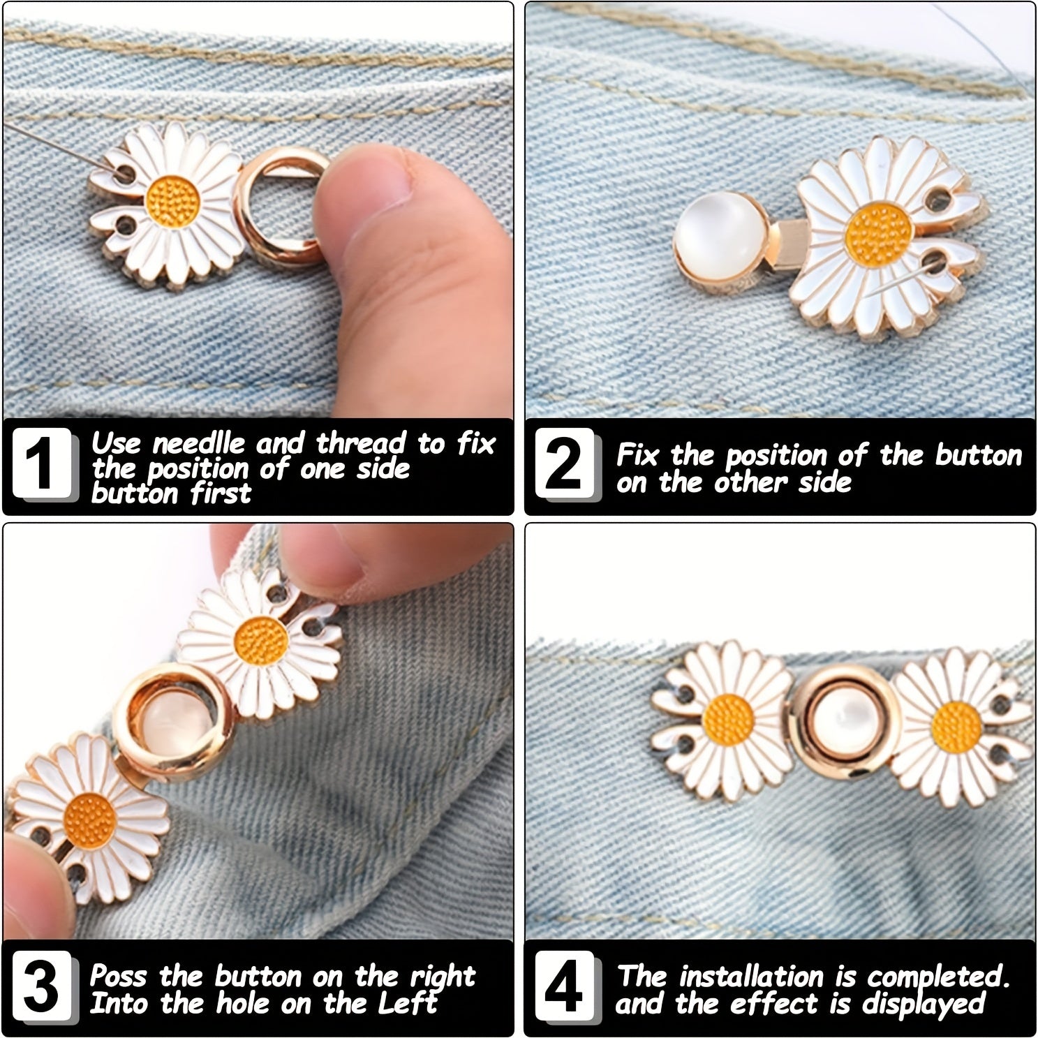 2 Pairs Jeans Dress Buttons Pants Clip Waist Tightener DIY Sewing Buckle