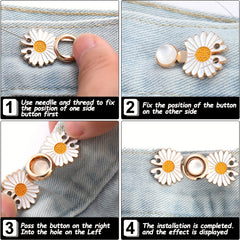 2 Pairs Jeans Dress Buttons Pants Clip Waist Tightener DIY Sewing Buckle