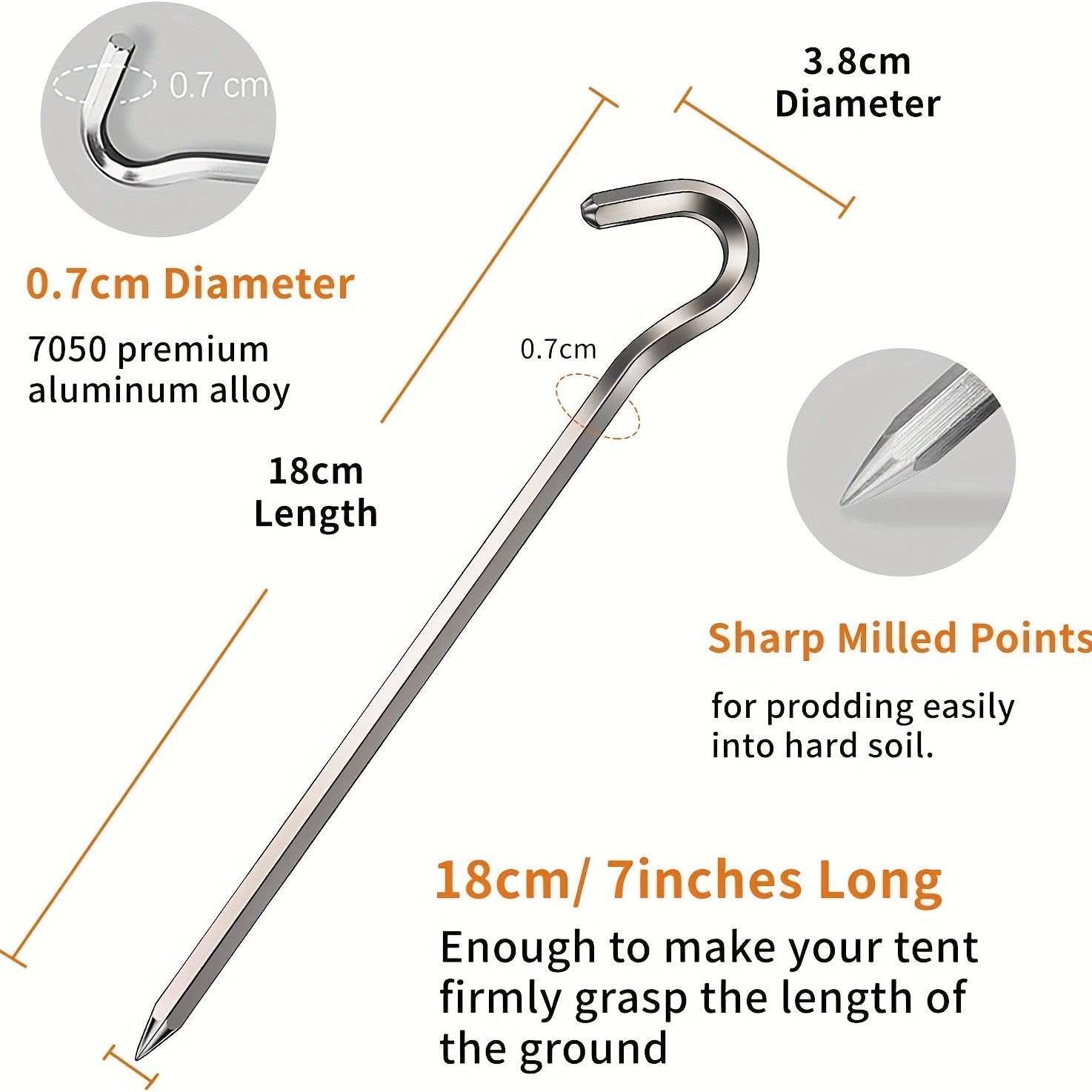 5pcs Hexagonal Aluminum Tent Pegs for Secure Camping