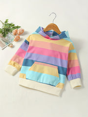 Girls Rainbow Stripes Hoodie Sweatshirt Long Sleeve Hooded Pullovers