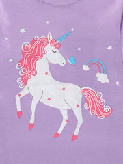 Girls Unicorn Graphic Pajamas Set Short Sleeve Tee & Shorts Sleepwear