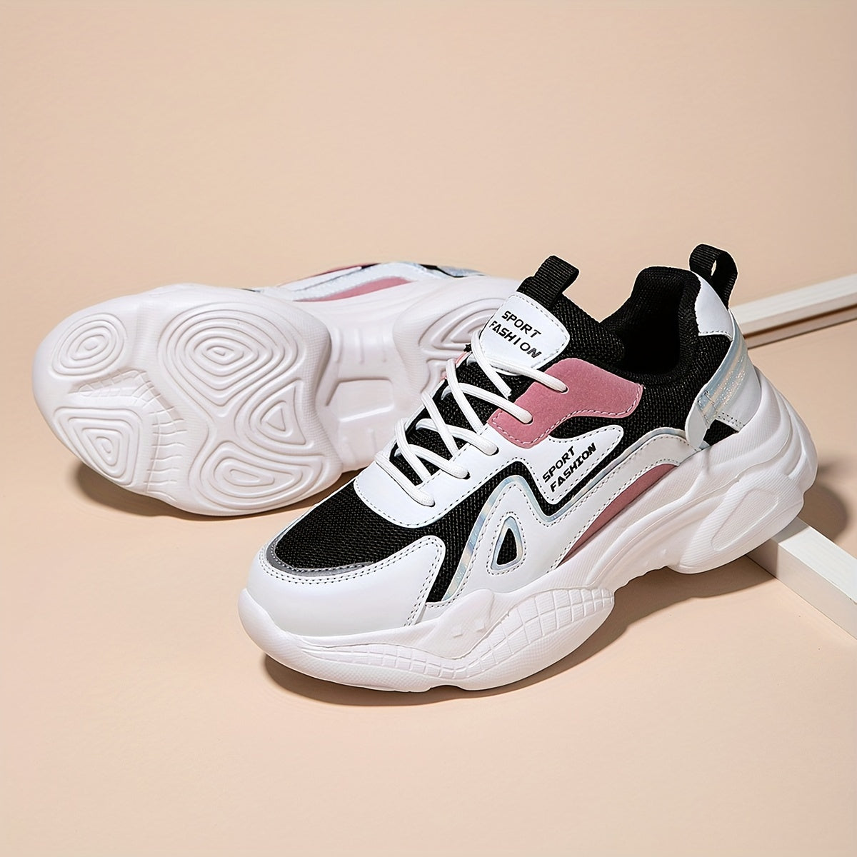 Women's Chunky Heel Sneakers Casual Wear Resistance