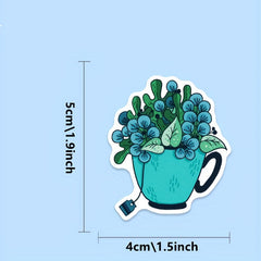 50pcs Green Plant Potted Graffiti Waterproof Stickers DIY Creative Toys