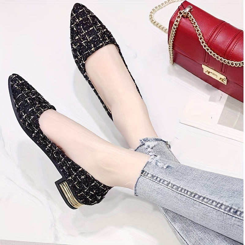 Women's Plaid Pattern Slip On Heel Mules Casual Outdoor Shoes