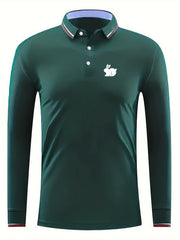 Men's Long Sleeve Rabbit Print Lapel Sports Shirt For Spring Fall Winter
