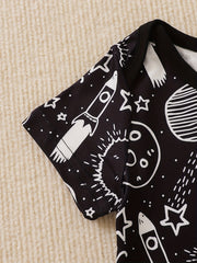Baby Boys Planet Rocket Graphic Print Onesie & Overalls Set