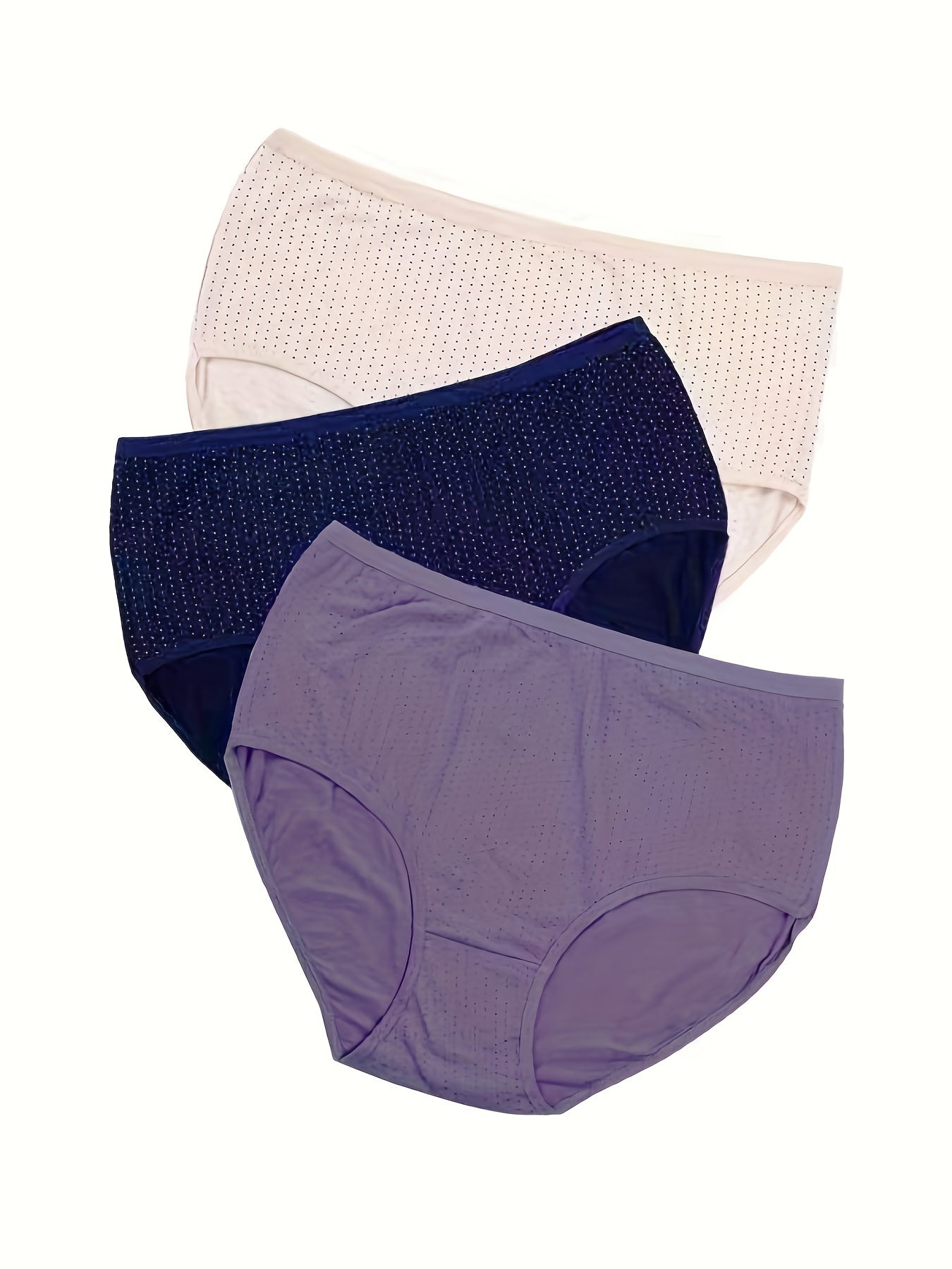3 Pack Plus Size Basic Underwear Set Women's Plus Solid Panty