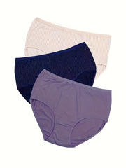 3 Pack Plus Size Basic Underwear Set Women's Plus Solid Panty