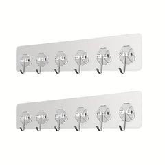 2pcs Heavy Duty Wall Hooks for Hanging Clothes and Towels Adhesive Hooks Clear