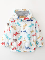 Boys Excavator Cartoon Zipper Hoodies Kids Jackets