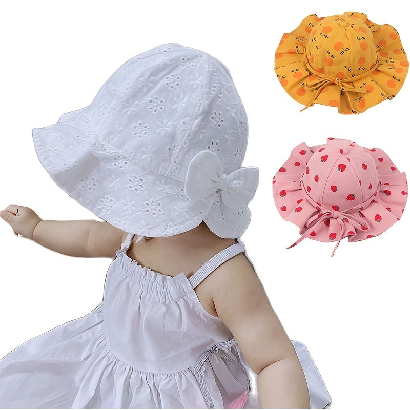Baby Fruit Graphic Bow Bucket Hat Sun Protection Fisherman Hat