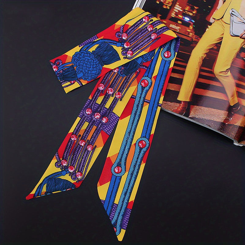 Vintage Pattern Silk Neckerchief Hair Ribbon Handbag Wrap