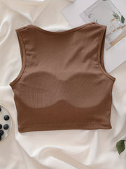 Ribbed Tank Top Sleeveless Padded Top for Women