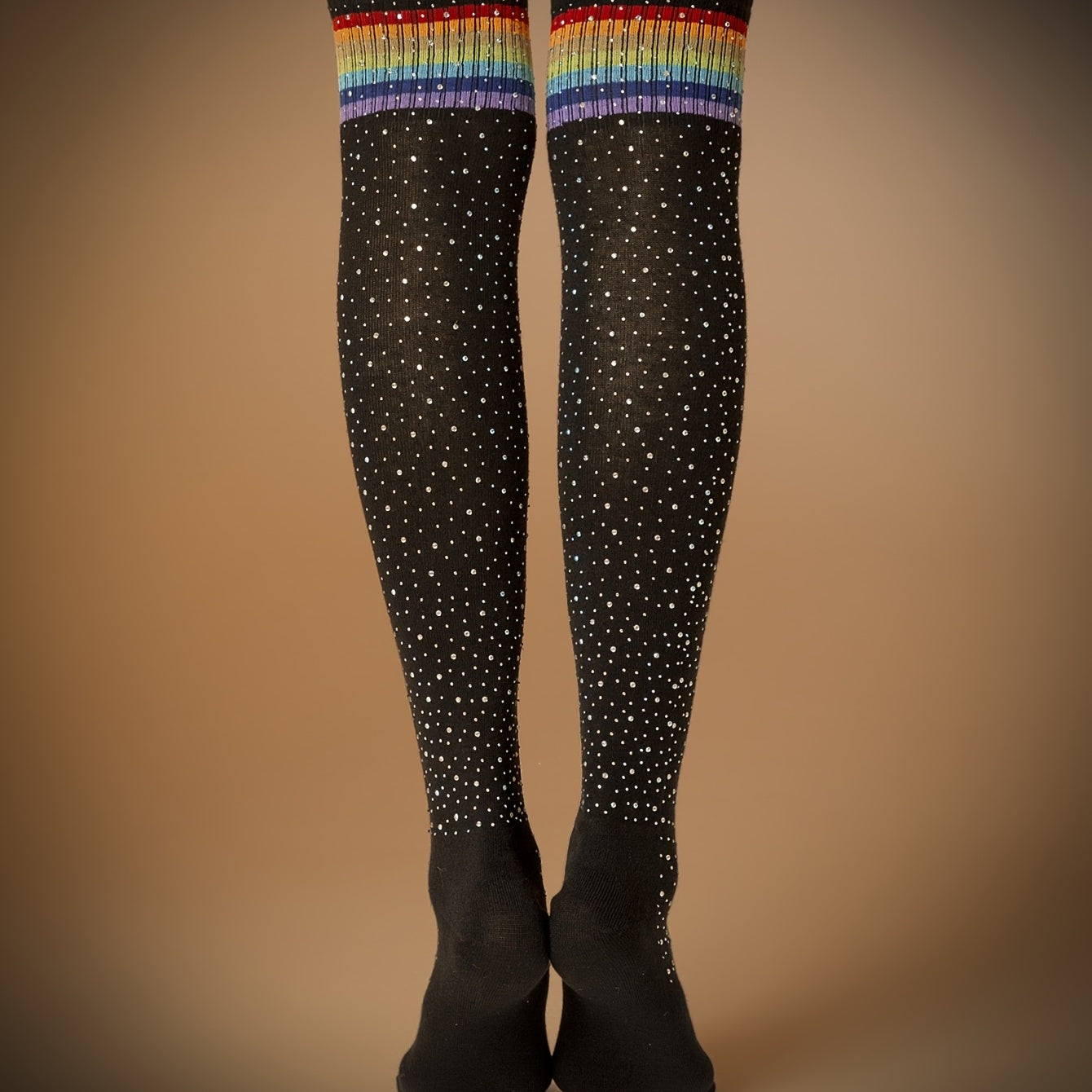 Rainbow Stripe Christmas Knee High Socks