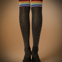 Rainbow Stripe Christmas Knee High Socks
