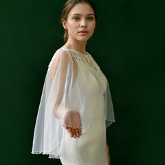 Bohemian Wedding Shawl Capelet Lightweight Nylon Bridal Cover Up Tassel Details