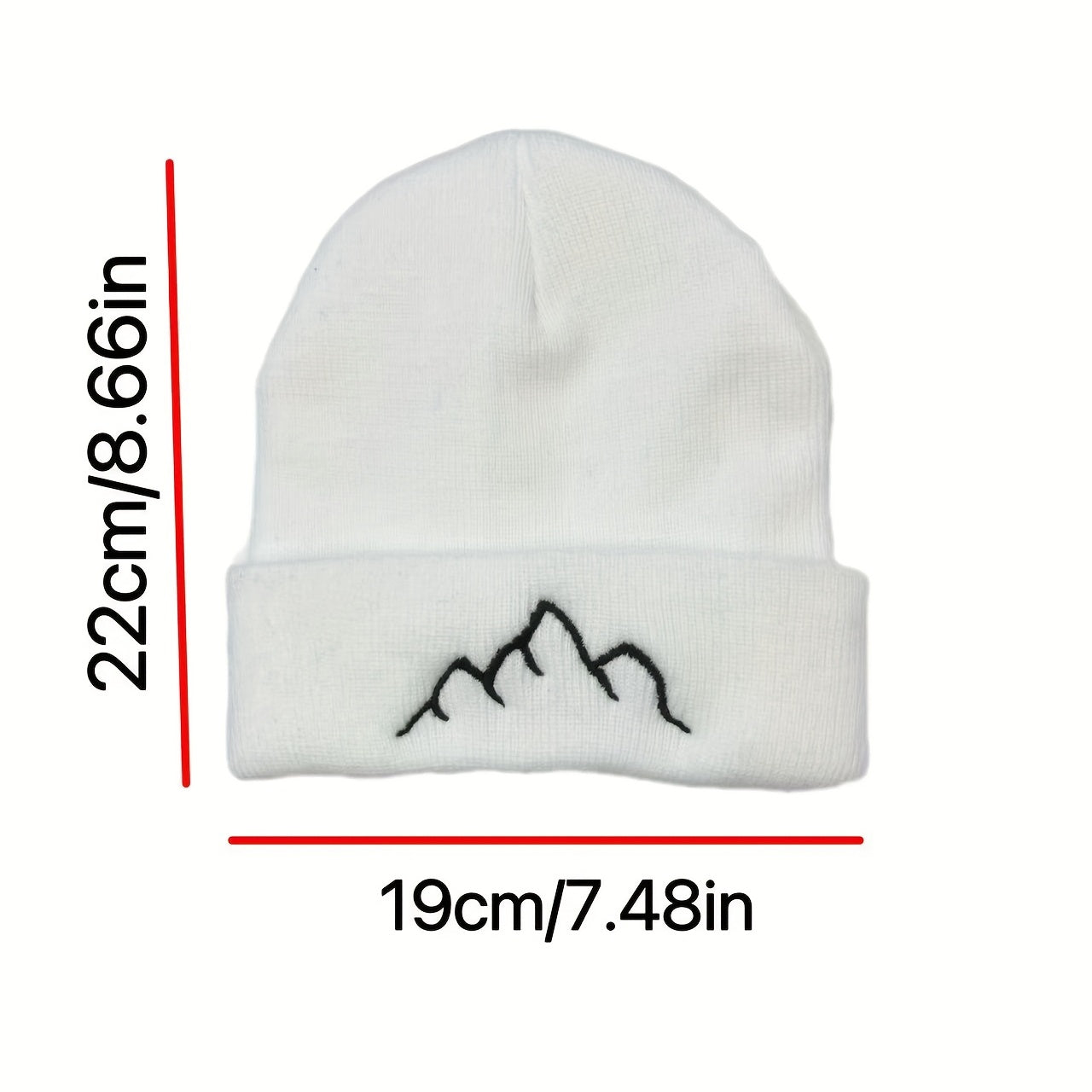 Mountain Embroidery Knit Hat Beanie for Men and Women