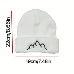 Mountain Embroidery Knit Hat Beanie for Men and Women