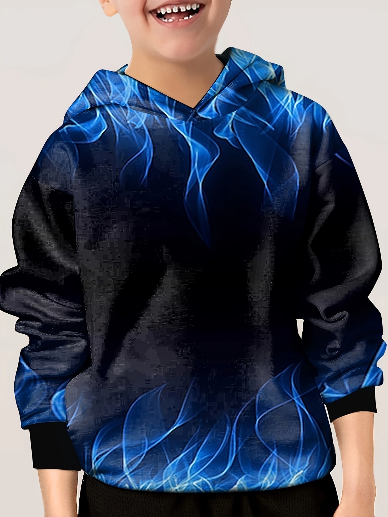 Flame Lightning Graphic Hoodie For Boys 3D Digital Printed Hooded Top