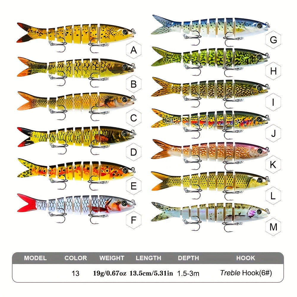 8 Segment Jointed Crankbait Swimbait Fishing Hard Bait Realistic Sinking Action