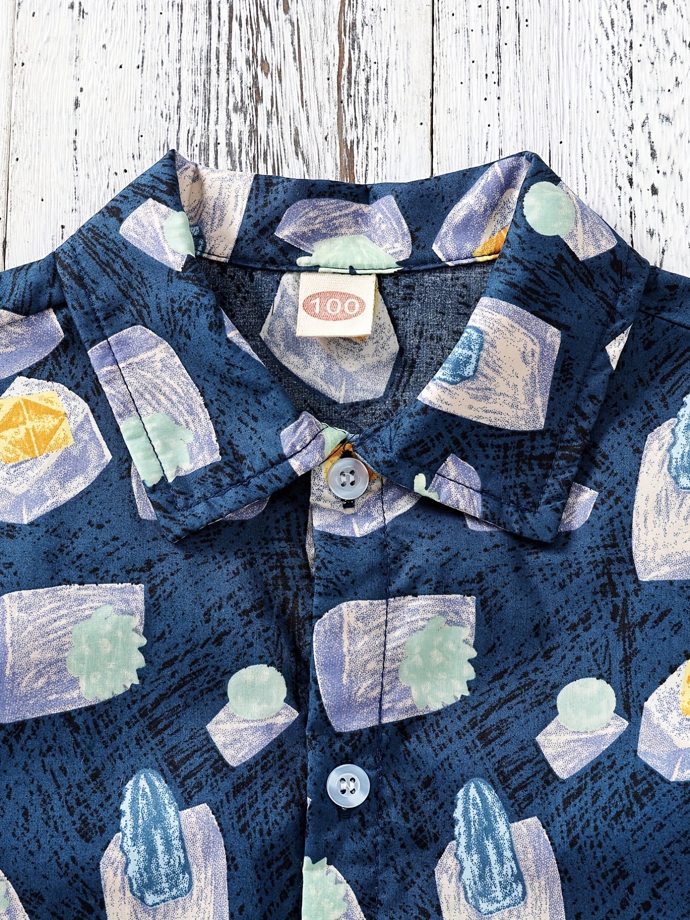 Boys Grass & Stone Short Sleeves Hawaiian Shirt for Beach Vacation