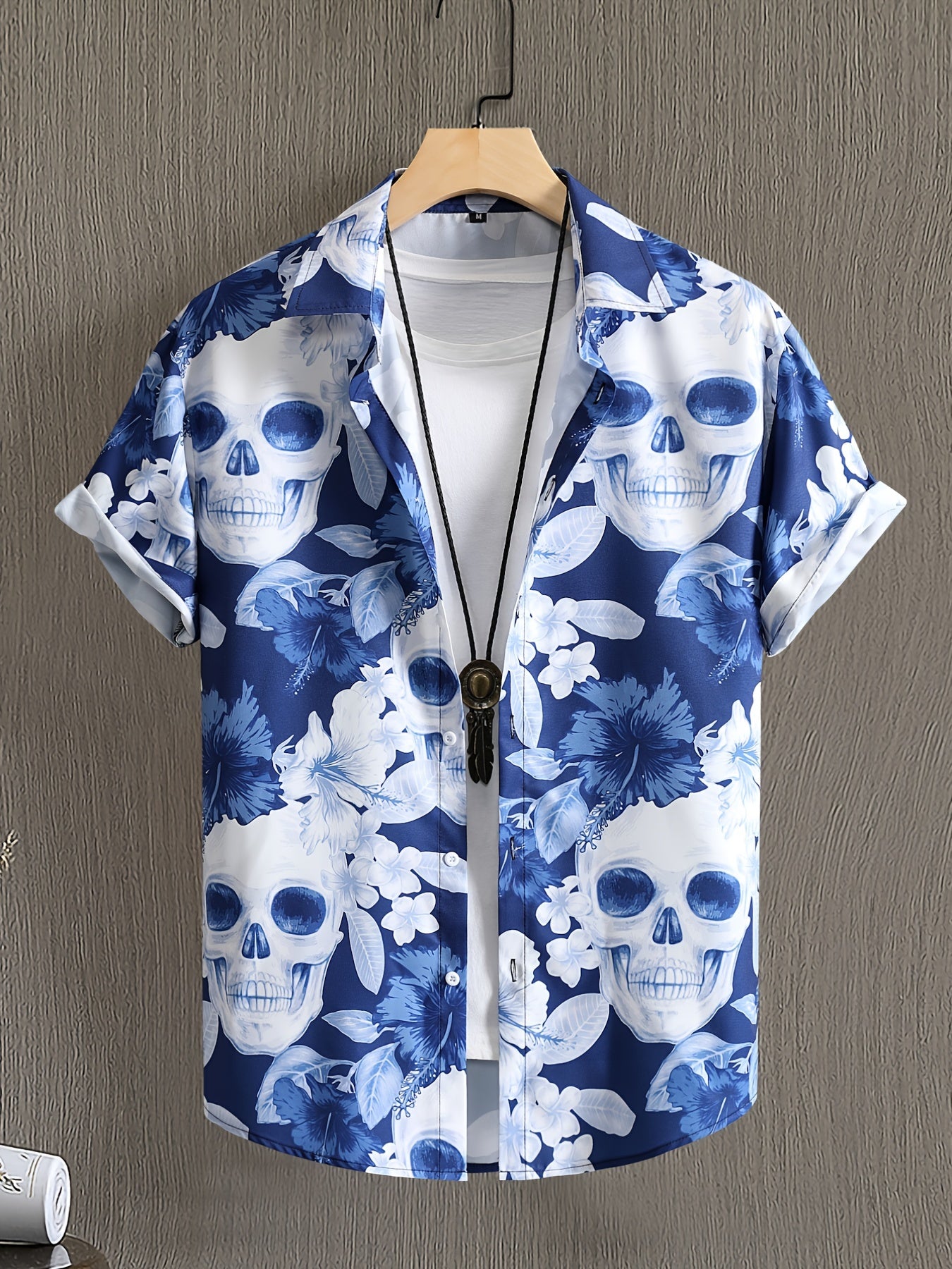 Flamingo Pattern Casual Short Sleeve Hawaiian Shirt for Summer Vacation