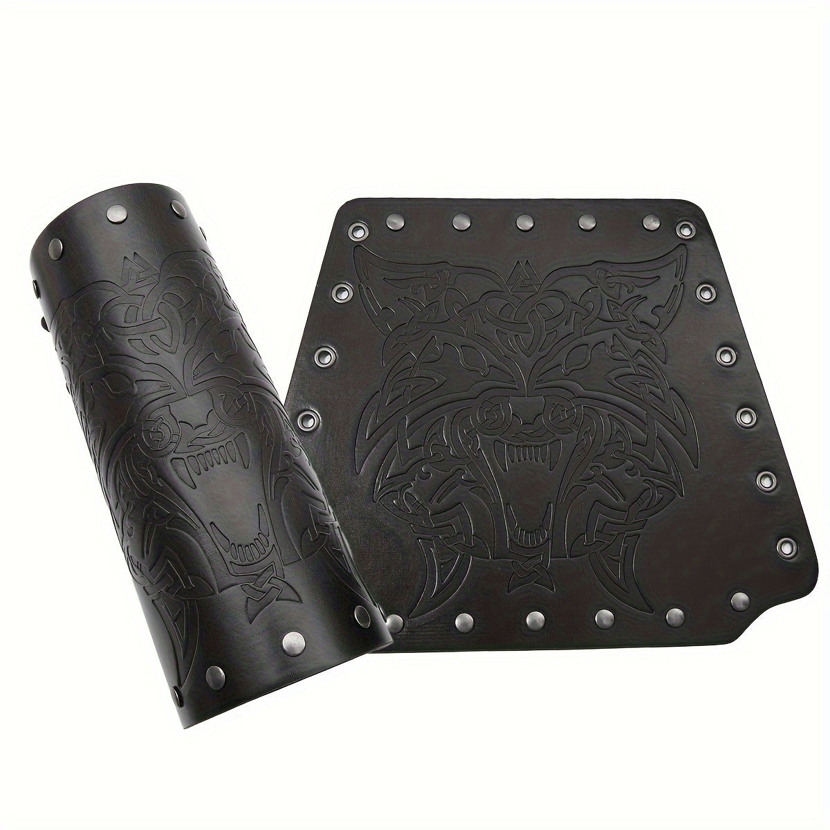 Embossed Vintage Wristband Knight Style Leather Stage Prop Wristband