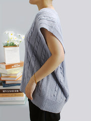 Casual Sweater Vest Women's Solid Cable V Neck Knit Vest