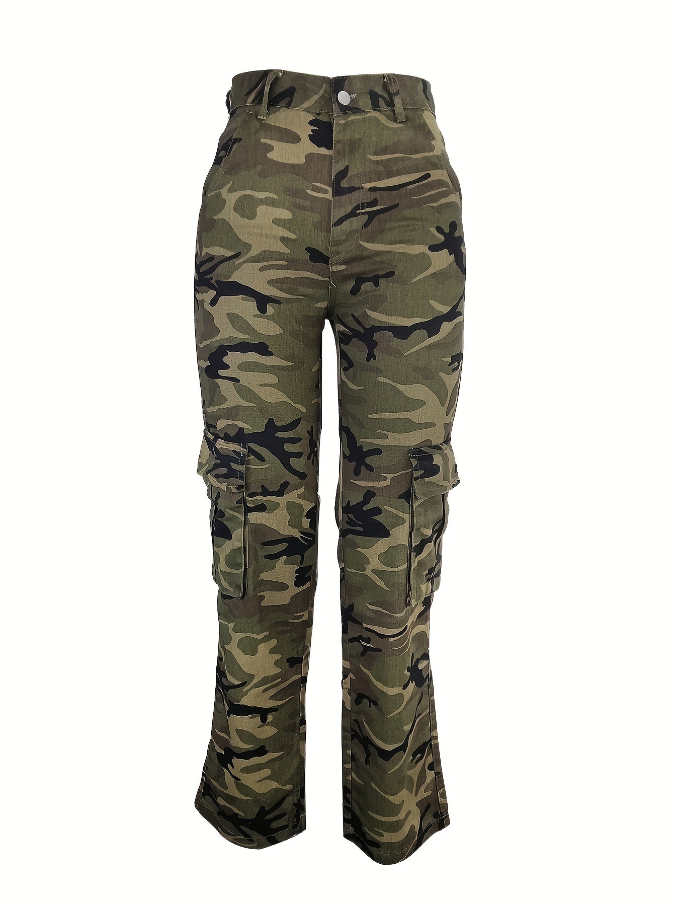 Camo Cargo Pants Loose Fit Wide Leg Denim Trousers Y2K Vintage Style