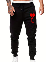 Broken Heart Print Men's Drawstring Sweatpants Casual Jogger Pants