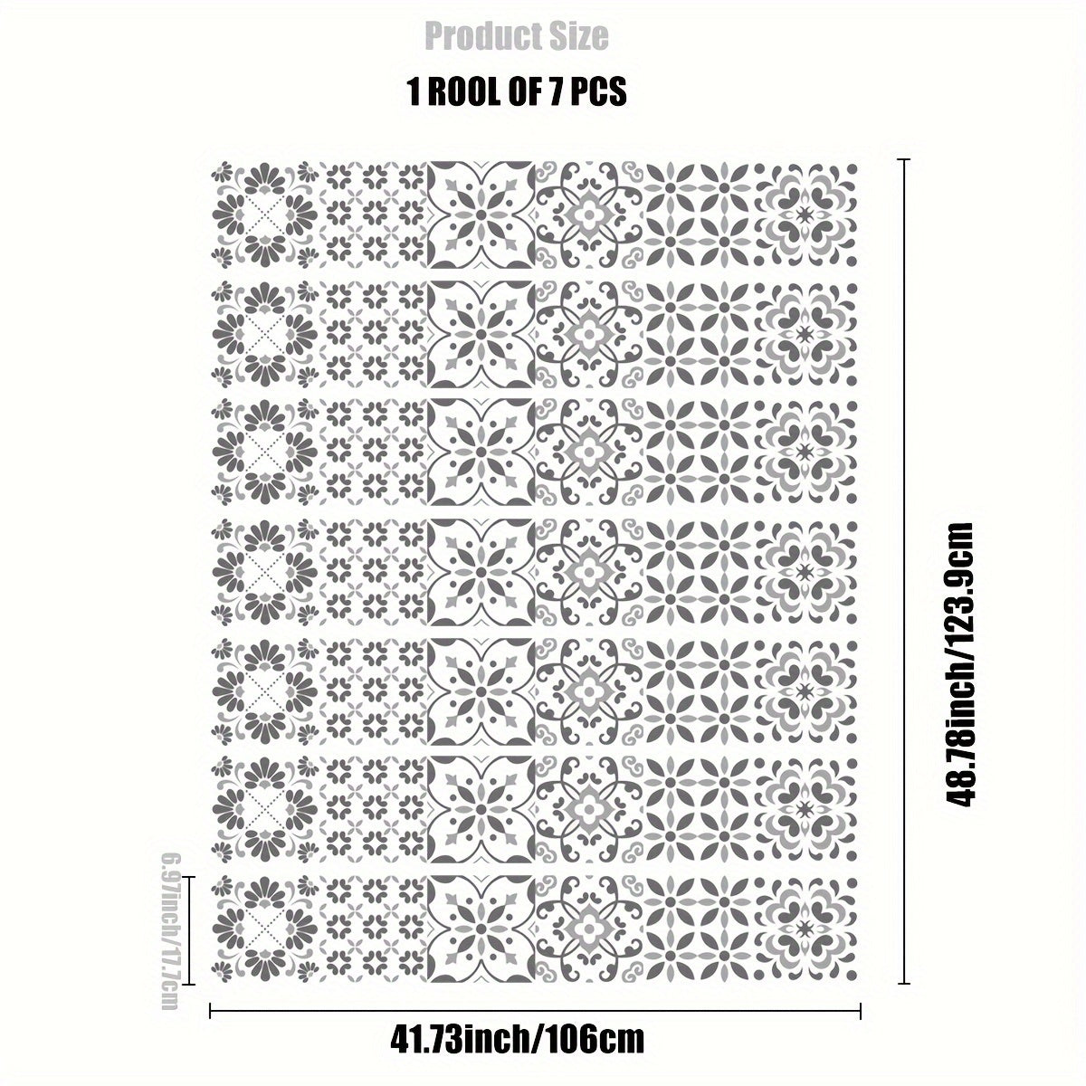 Mediterranean Ethnic Flower Brick Pattern Self-adhesive Stair Sticker
