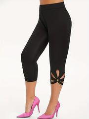High Waist Solid Cut Out Leggings Women's Clothing