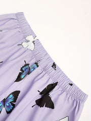 Butterfly Print Lounge Set Long Sleeve Top & Pants