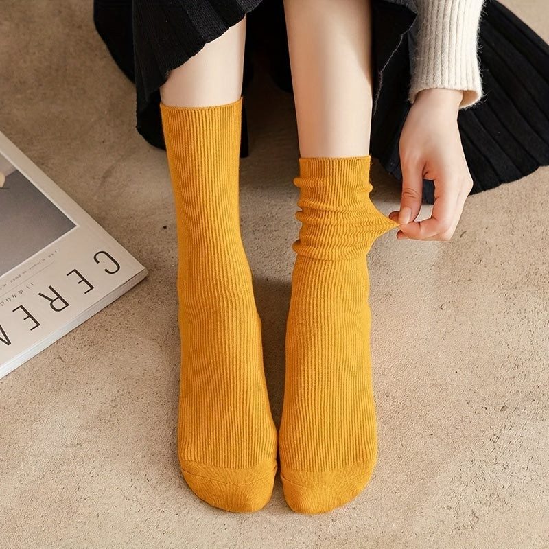 6 Pairs Warm Ribbed Socks Women's Stockings & Hosiery