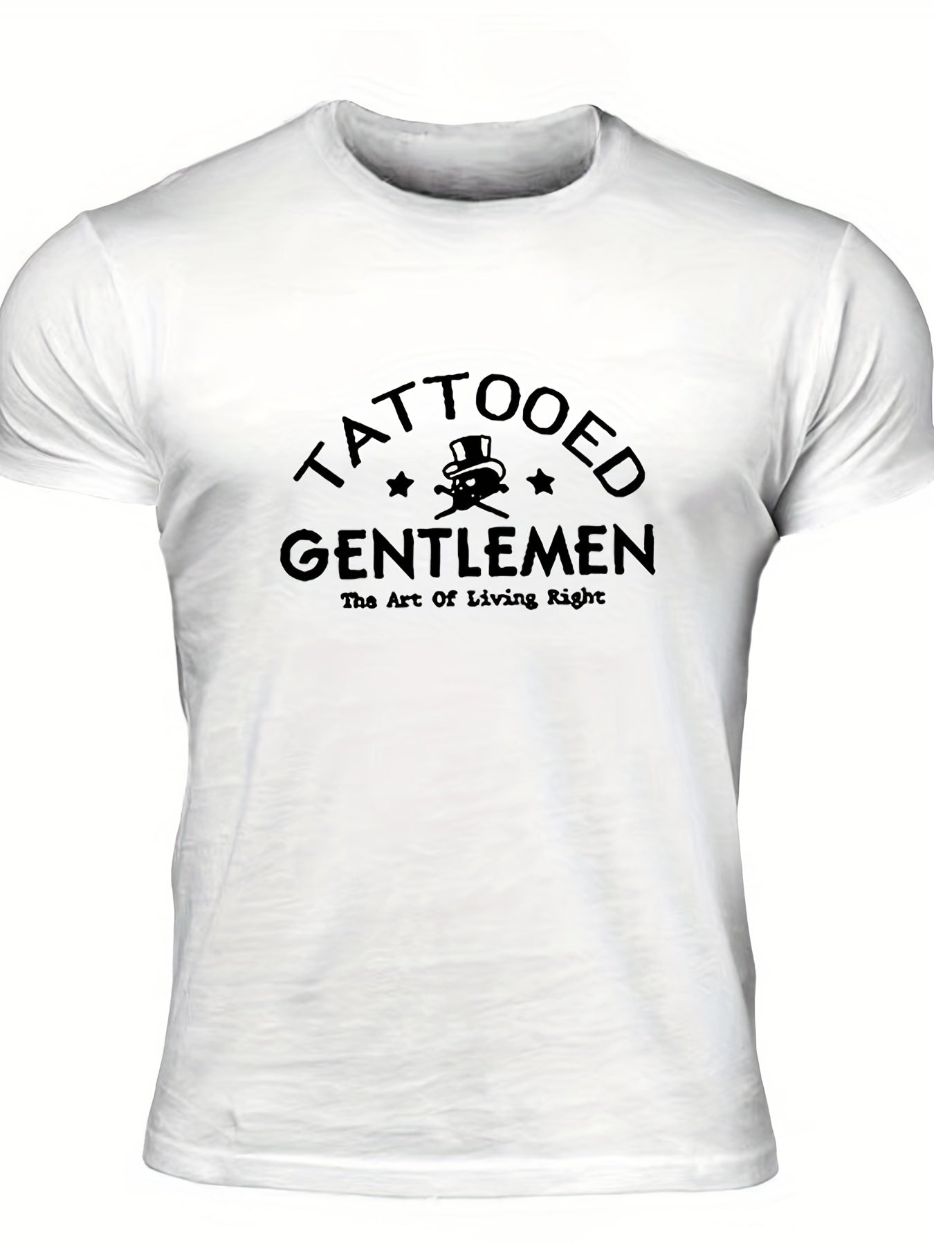 Tattooed Gentlemen Men's Letter Print T shirt Casual Crew Neck Tee