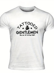 Tattooed Gentlemen Men's Letter Print T shirt Casual Crew Neck Tee