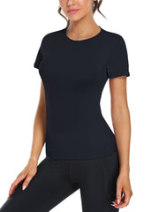 Seamless Breathable Sports Tee Round Neck Yoga Top Women's Activewear